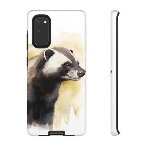 Badger on a Yellow Background - Impact Resistant Phone Case Samsung Galaxy S20 Matte